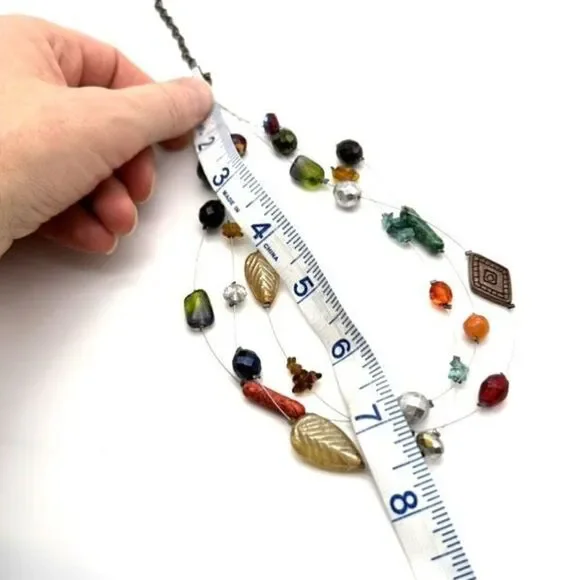 Chico’s stunning iridescent beaded stone wire necklace career‎ delicate elegant - Picture 6 of 11